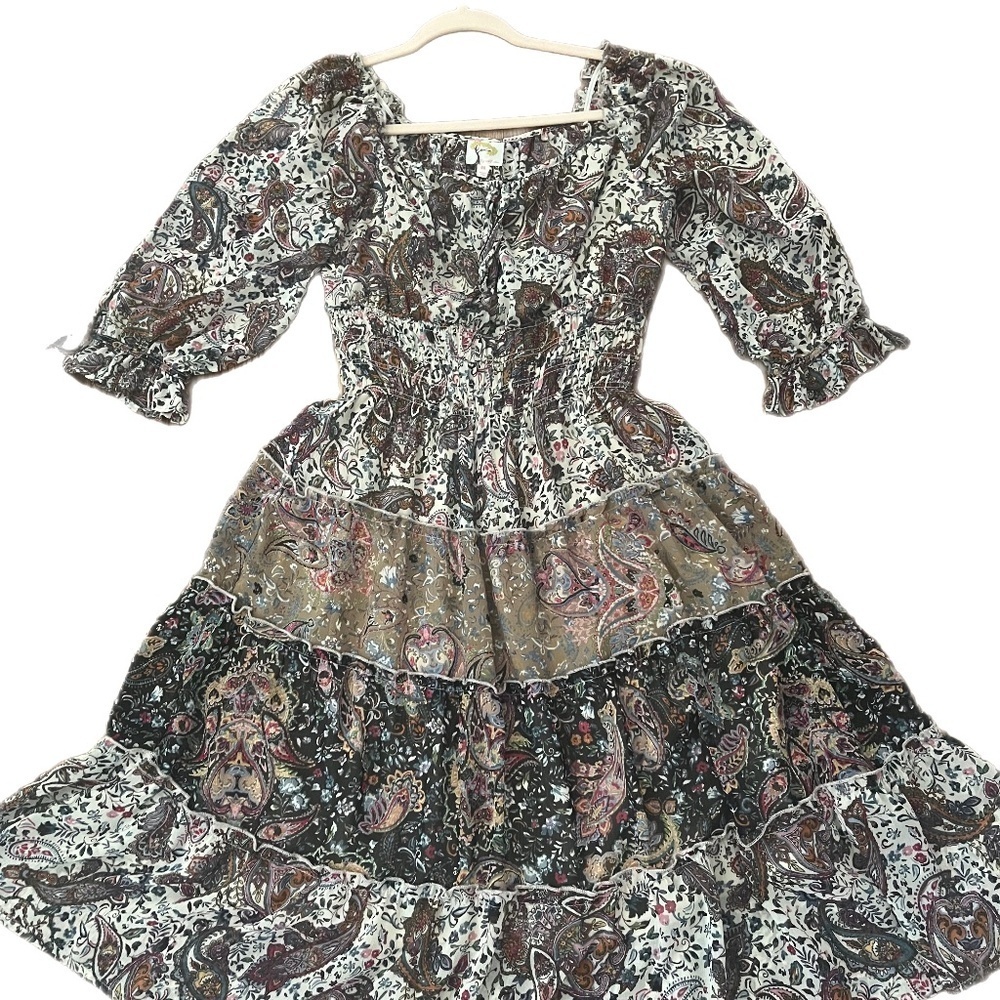Fig and Flower feminine romantic layered ruffled paisley flowy